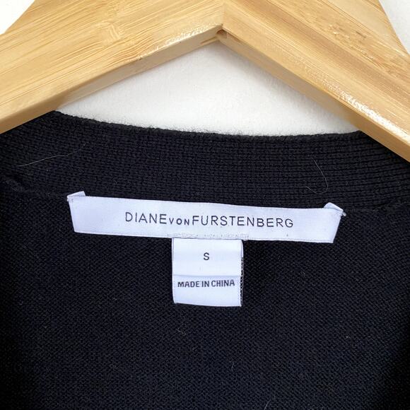 Diane von Furstenberg Dorothea Wool Cardigan Black Small - Picture 3 of 8